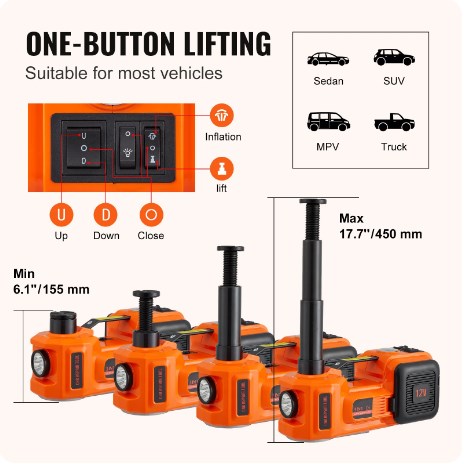 🔥Sonderangebot🔥🛠️ 12V Elektrischer Hydraulikwagenheber für Autos