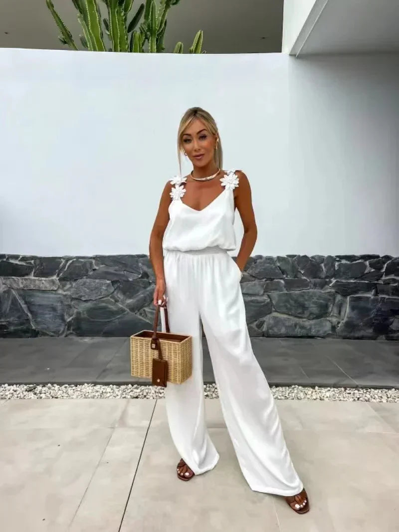 💕Ärmelloser Jumpsuit mit weitem Bein für Damen