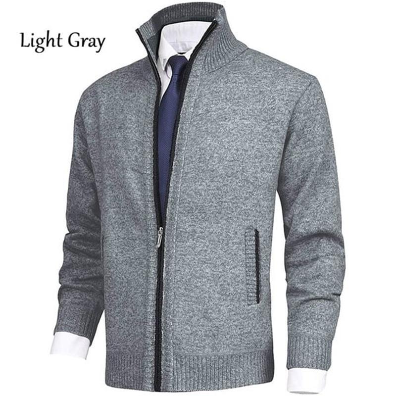 Herren Einfarbige Strickjacke mit Stehkragen