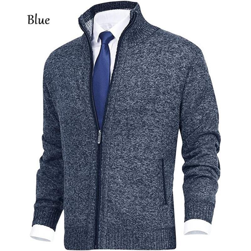 Herren Einfarbige Strickjacke mit Stehkragen
