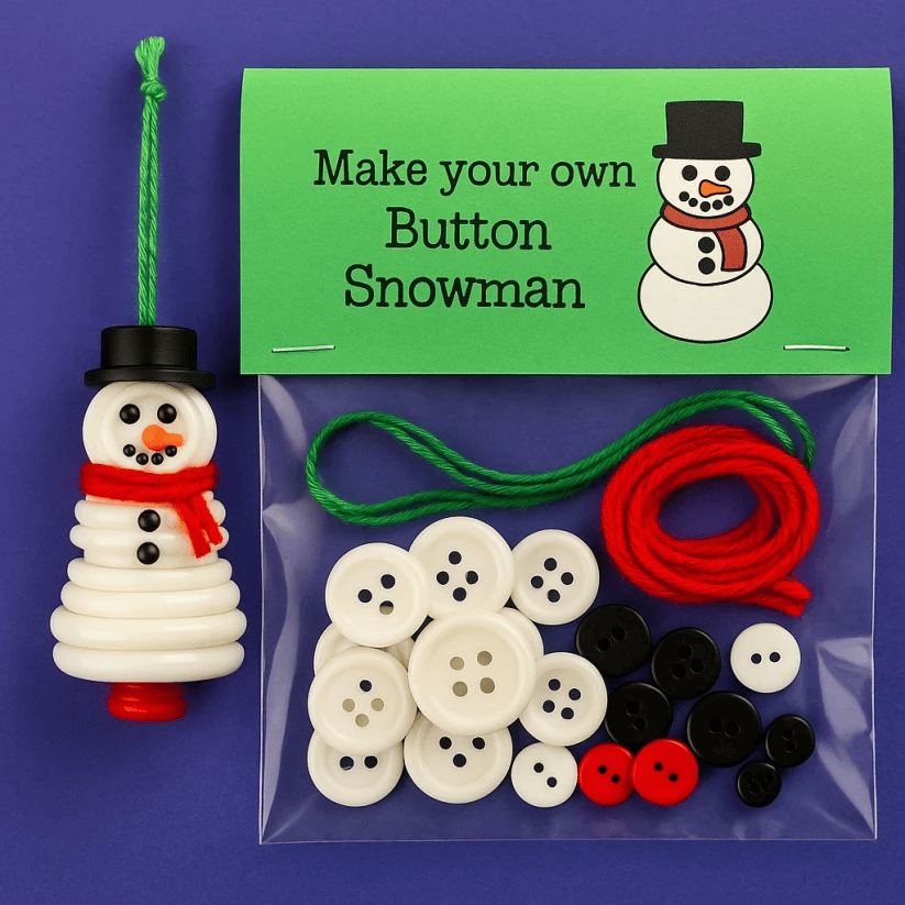 🔥Letzter Tag der Aktion -56 % 🔗 ☃️ DIY-Weihnachtsdekorationsset mit Knöpfen – Schneemann