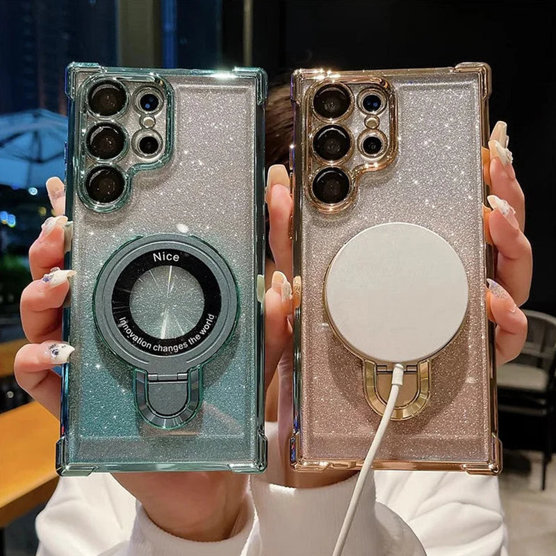 🔥Magnetisches Glitzermobil mit Farbverlauf Handytaschen für Samsung S22-25