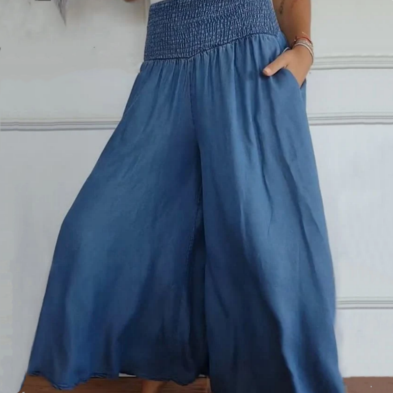 💥60% Rabatt für begrenzte Zeit💥Trendiges weites Damenbein mit hoher Taille und Taschen