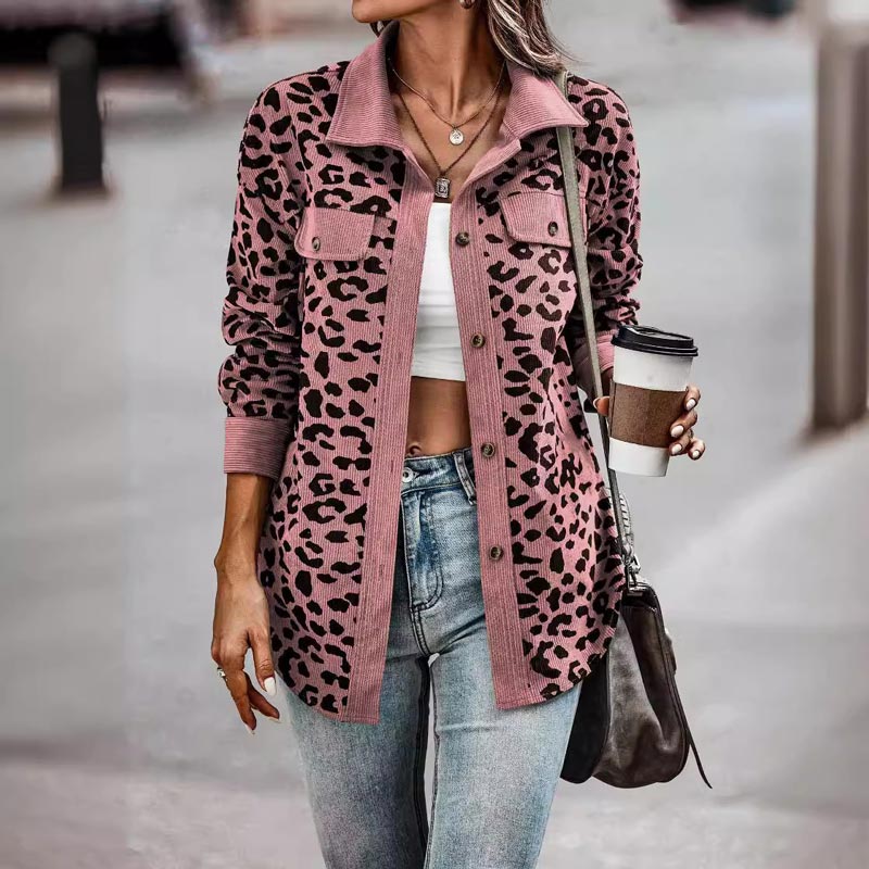 🍂Herbst-Specials 57% Rabatte🥰 Langärmlige Jacke mit Knopfleiste und Leopardenmuster für Damen