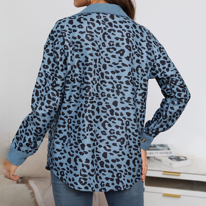 🍂Herbst-Specials 57% Rabatte🥰 Langärmlige Jacke mit Knopfleiste und Leopardenmuster für Damen