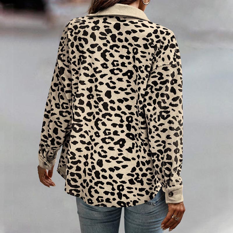 🍂Herbst-Specials 57% Rabatte🥰 Langärmlige Jacke mit Knopfleiste und Leopardenmuster für Damen