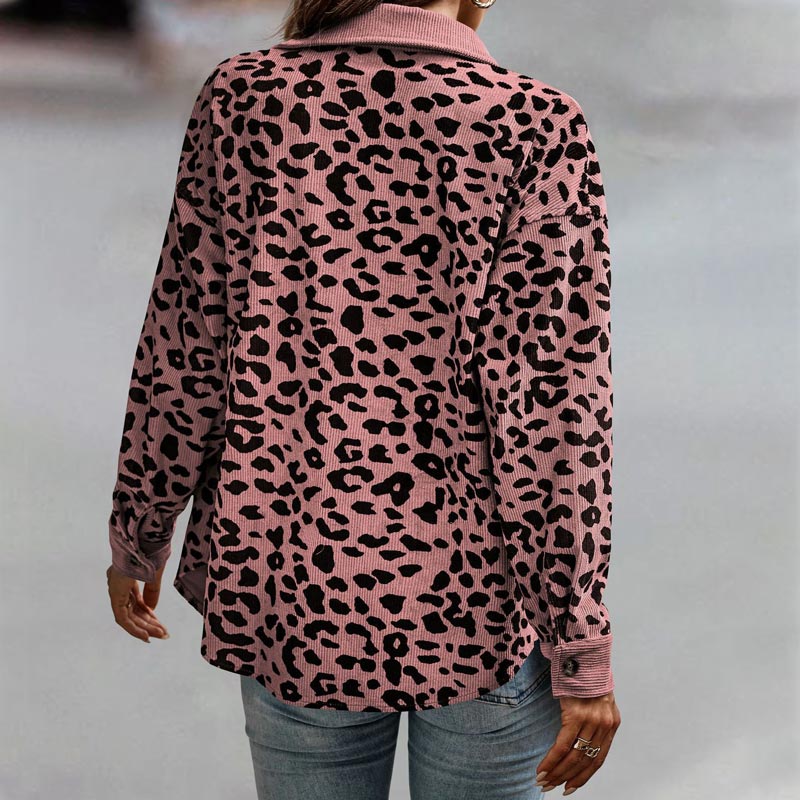 🍂Herbst-Specials 57% Rabatte🥰 Langärmlige Jacke mit Knopfleiste und Leopardenmuster für Damen