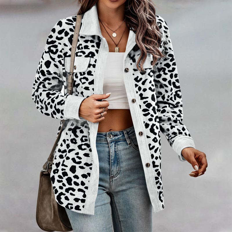 🍂Herbst-Specials 57% Rabatte🥰 Langärmlige Jacke mit Knopfleiste und Leopardenmuster für Damen