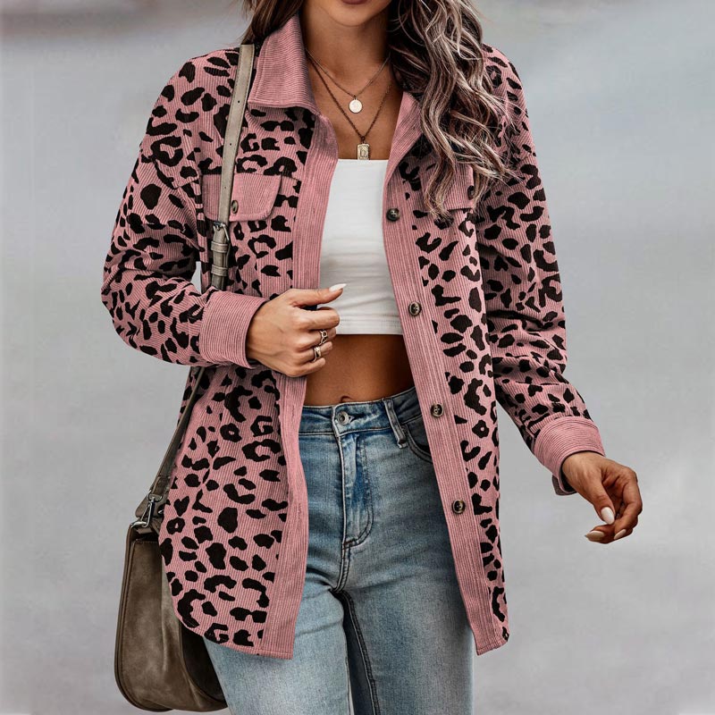 🍂Herbst-Specials 57% Rabatte🥰 Langärmlige Jacke mit Knopfleiste und Leopardenmuster für Damen