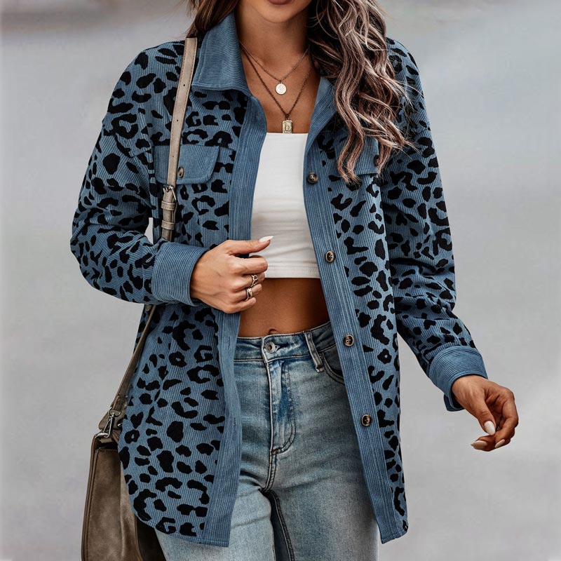🍂Herbst-Specials 57% Rabatte🥰 Langärmlige Jacke mit Knopfleiste und Leopardenmuster für Damen