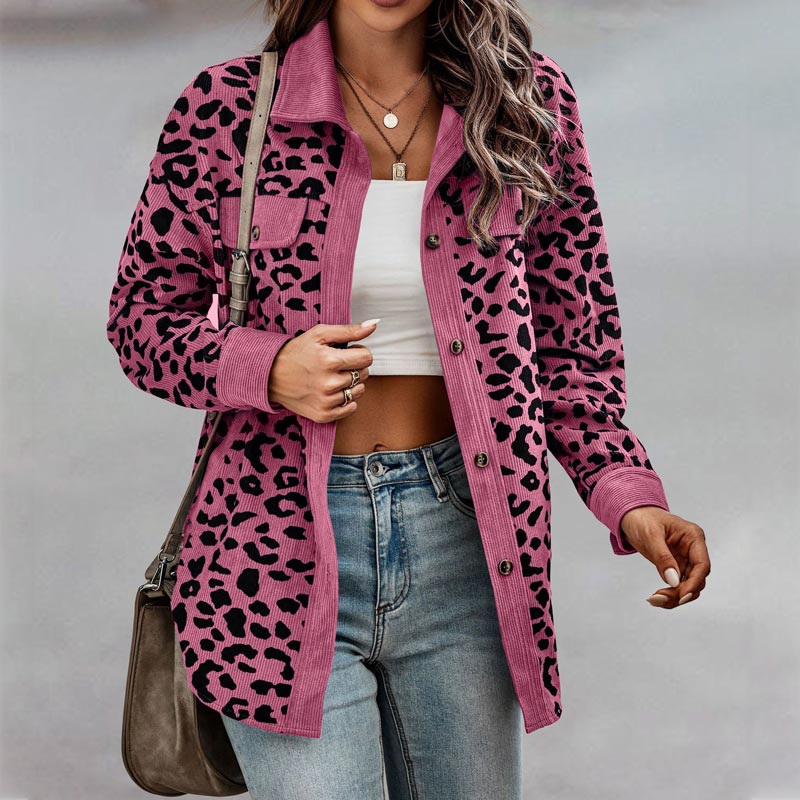 🍂Herbst-Specials 57% Rabatte🥰 Langärmlige Jacke mit Knopfleiste und Leopardenmuster für Damen