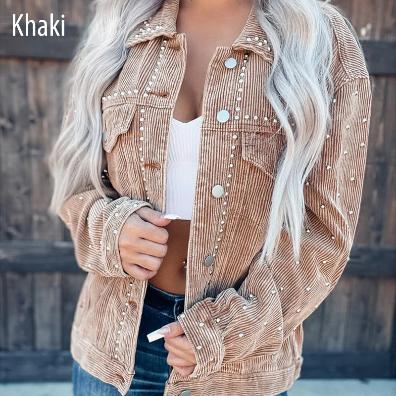 🎁Heißer Verkauf 50 % RABATT⏳Lässige Langarm-Button-Down-Jacke mit Taschen