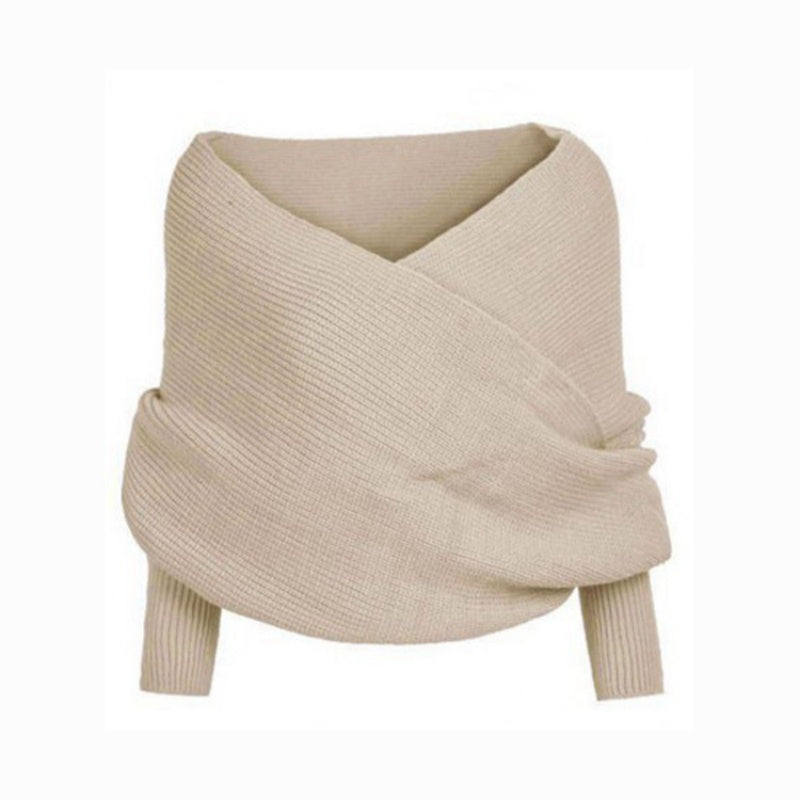 Einfarbiger gestrickter Pulloverschal mit Ärmeln für Frauen