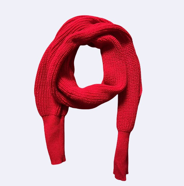 Einfarbiger gestrickter Pulloverschal mit Ärmeln für Frauen