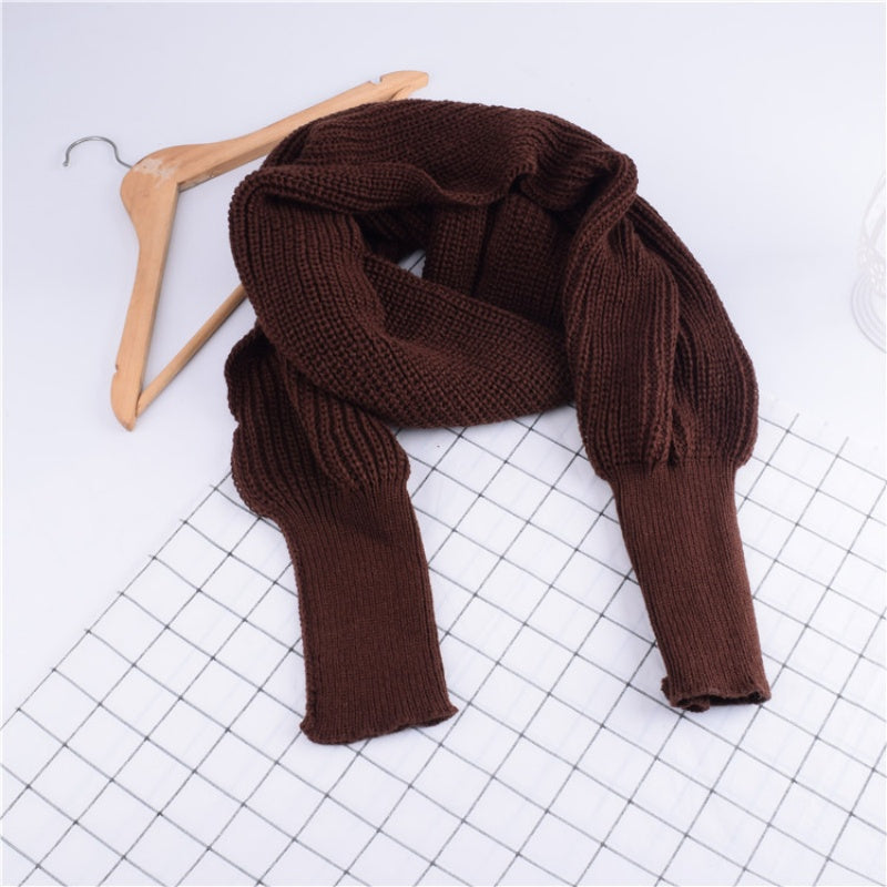 Einfarbiger gestrickter Pulloverschal mit Ärmeln für Frauen