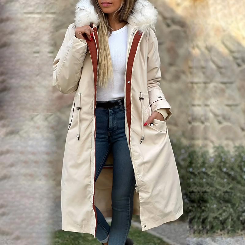 ✨Damen Winterparka mit Kapuze und warmem Fellkragen