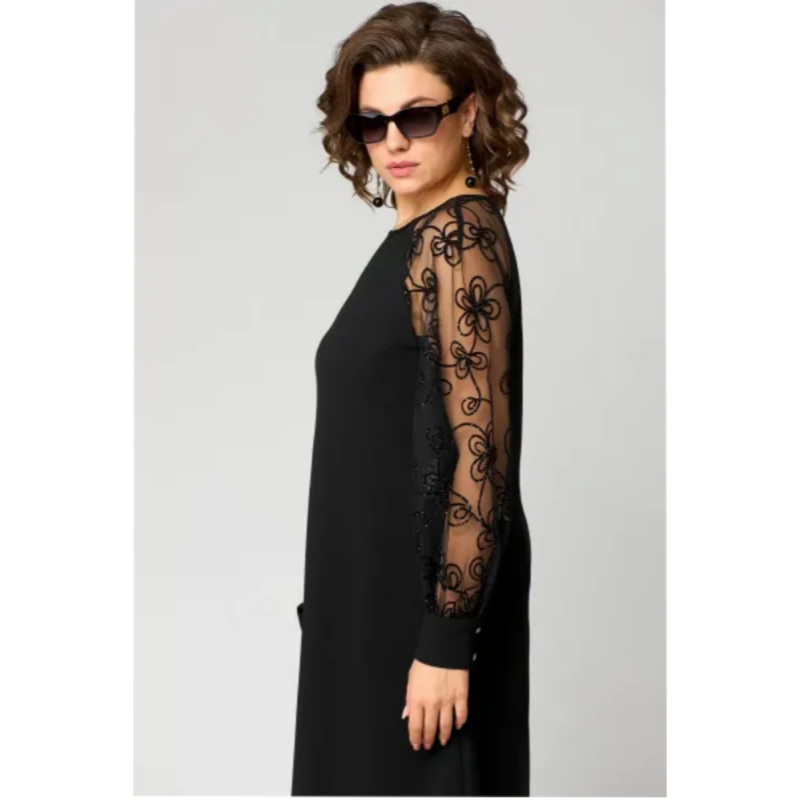 👗Heißer Verkauf-50% Rabatt✨Spitzen-Patchwork-Kleid mit Rundhalsausschnitt und langen Ärmeln