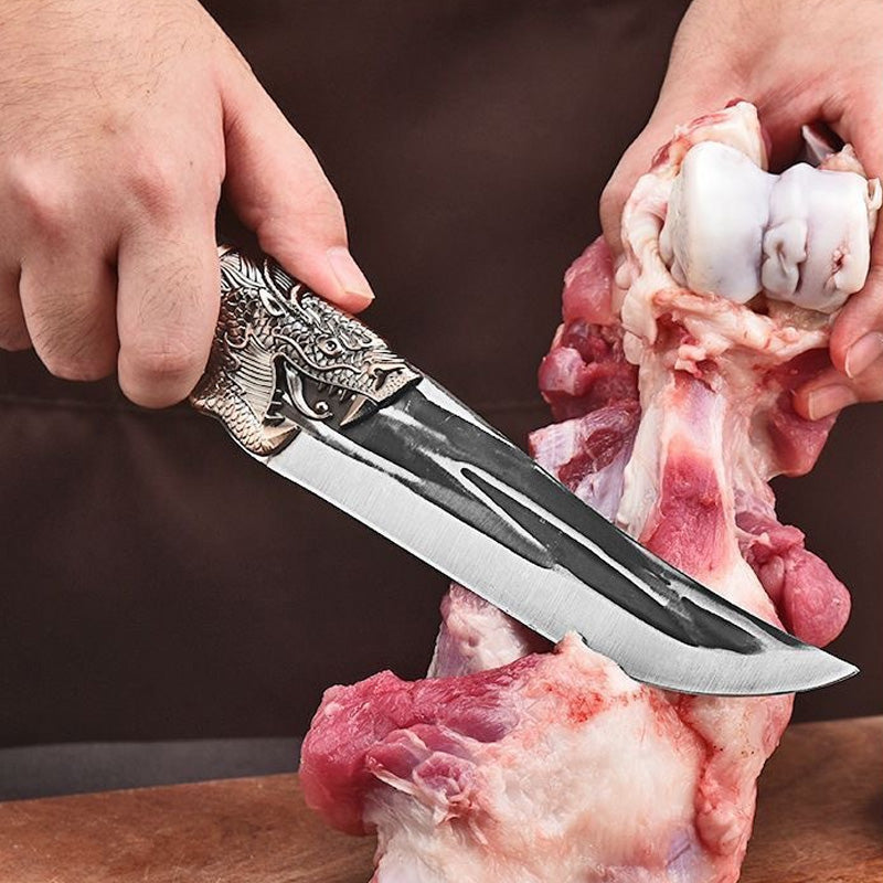 🔥HEIßER SALE 50% RABATT🔥Cuchillo para deshuesar con decoración dragón con funda