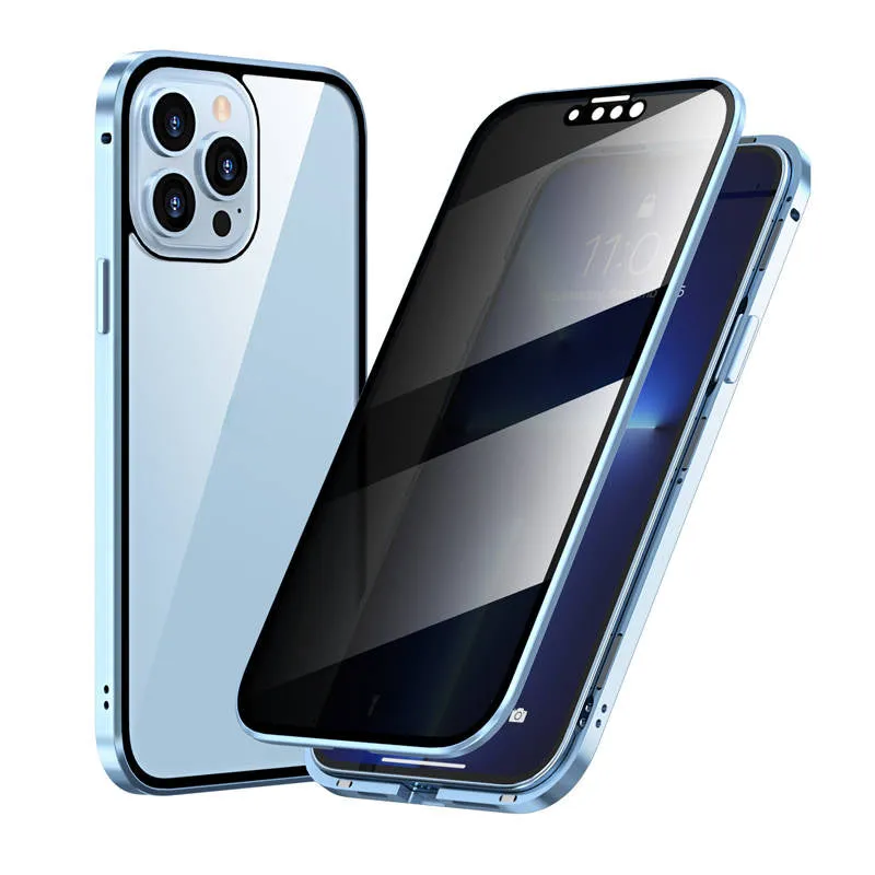 Magnetische doppelseitige Anti-Peep-Glas-Handyhülle für das iPhone