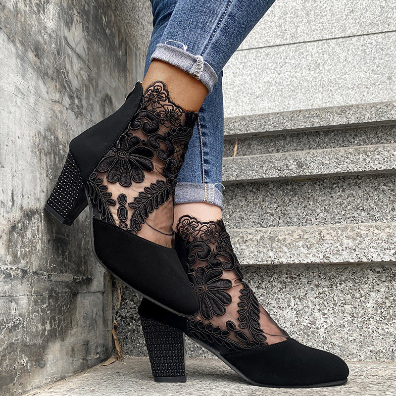 👢2025 new hot sale✨Women's high heels with elegant lace for summer