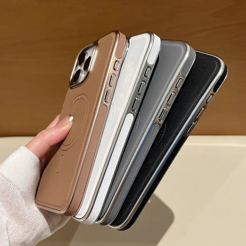 Kunstlederhülle mit magnetischer Ladefunktion für iPhone