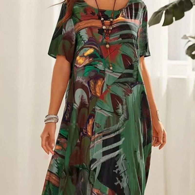 ⏰Zeitlich begrenzter Rabatt🌴Fließendes Kleid in leuchtenden Tropenfarben💯