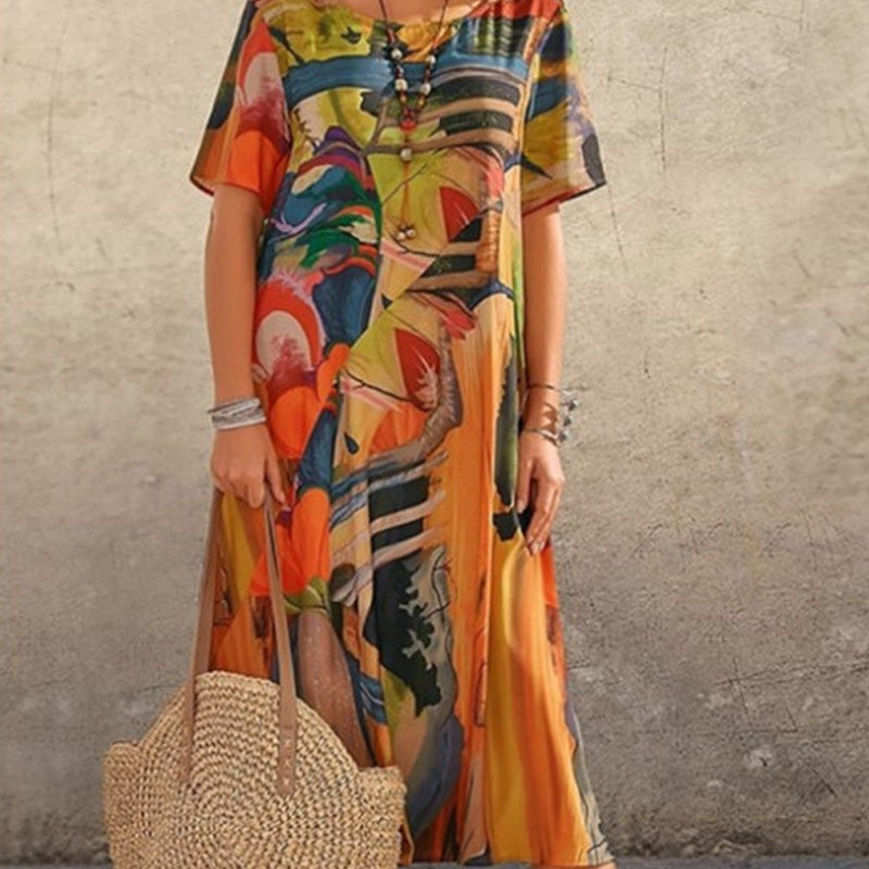 ⏰Zeitlich begrenzter Rabatt🌴Fließendes Kleid in leuchtenden Tropenfarben💯