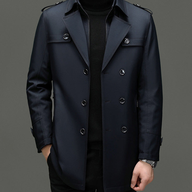 🔥🔥Mittellanger Trenchcoat für Herren mit herausnehmbarem Innenfutter