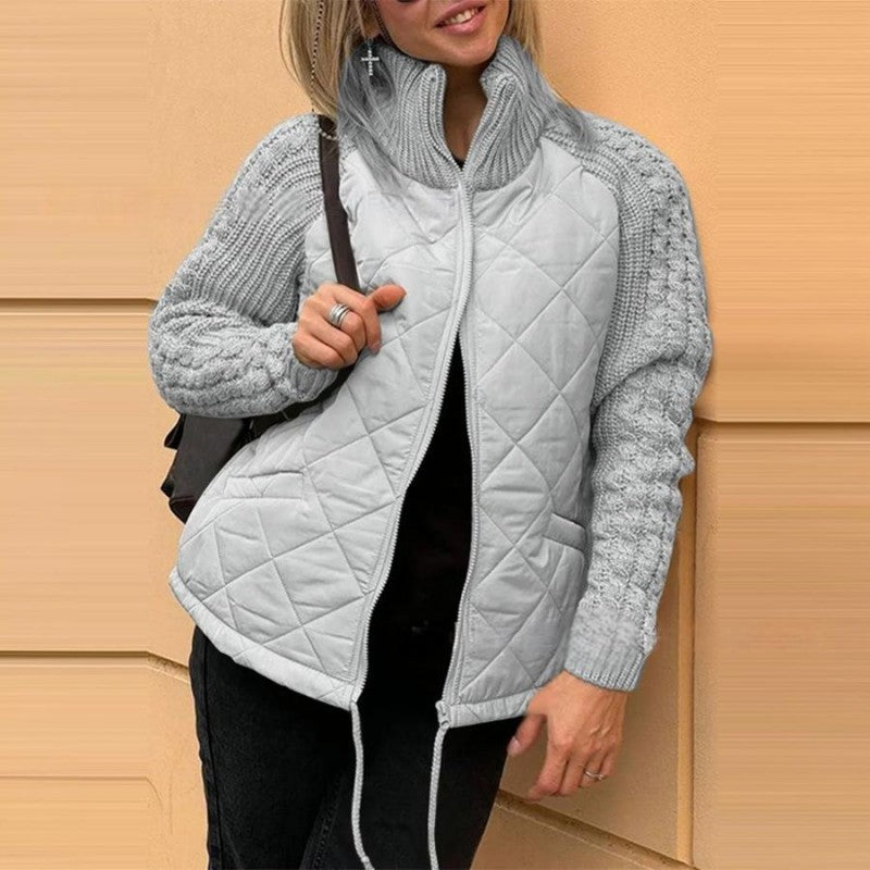 🍂Spätherbst/Frühwinter Angebote❄️Damen Strick Patchwork Puffy Jacke
