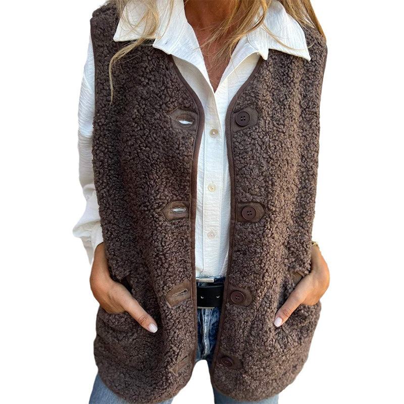🎁 Weihnachtsverkauf 50 % Rabatt 🔥 Kurze, warme Damenweste mit Knöpfen für den Herbst