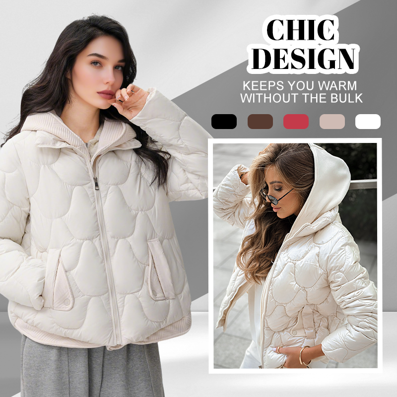 đ„đ§„Kurze Warme Winterjacke fĂŒr Damen â Steppjacke mit Kapuze und Taschen
