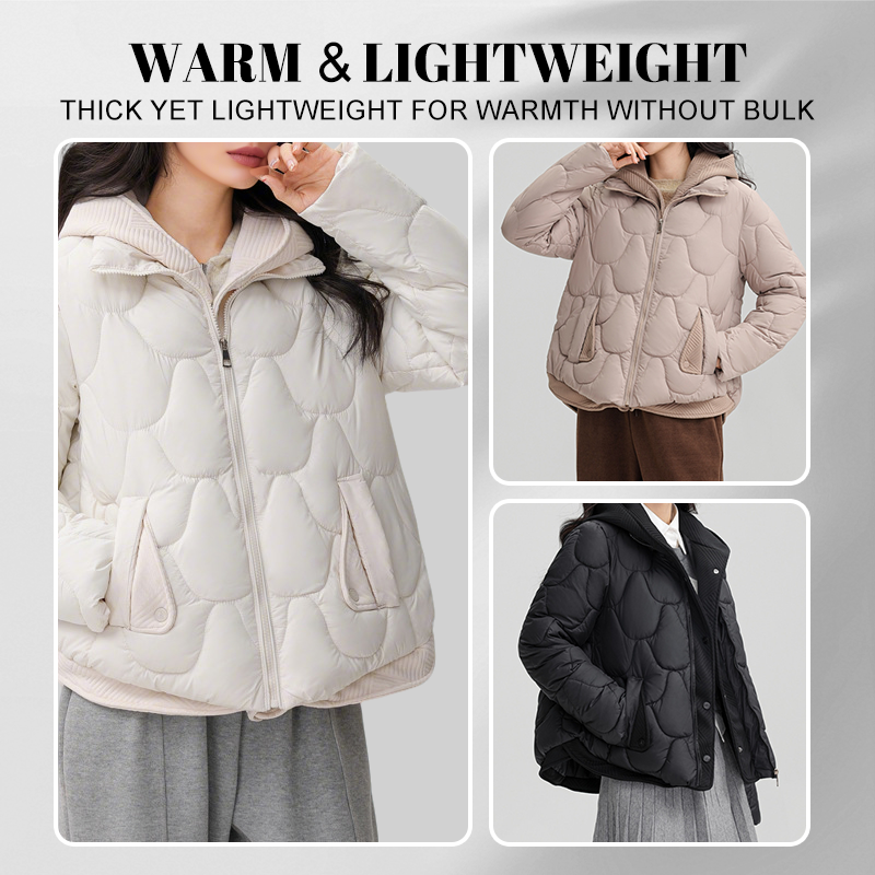 đ„đ§„Kurze Warme Winterjacke fĂŒr Damen â Steppjacke mit Kapuze und Taschen