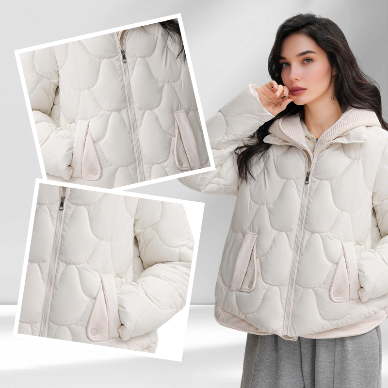 đ„đ§„Kurze Warme Winterjacke fĂŒr Damen â Steppjacke mit Kapuze und Taschen