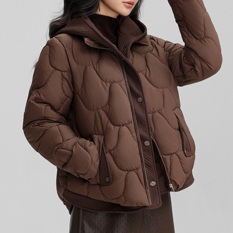 đ„đ§„Kurze Warme Winterjacke fĂŒr Damen â Steppjacke mit Kapuze und Taschen