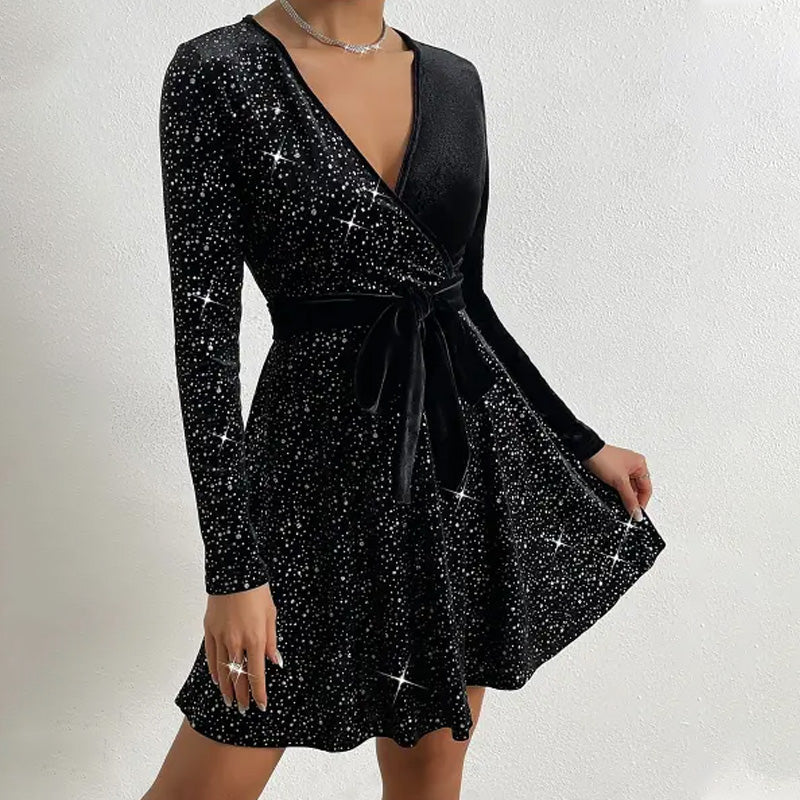 🎅Weihnachten 50% Ausverkauf💥Damen Pailletten A-Linie Minikleid