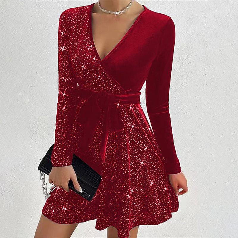 🎅Weihnachten 50% Ausverkauf💥Damen Pailletten A-Linie Minikleid