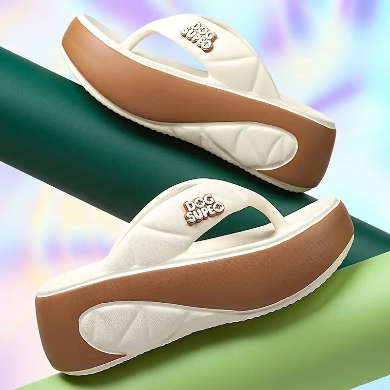 🔥Solange der Vorrat reicht 40 % Rabatt!🎉Sommerliche Flip-Flops für Damen mit weicher Plateausohle und Farbblock-Design