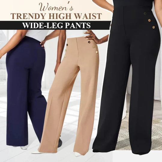 👖 60% RABATT! ✨ Hoch Elastische Hose mit Knopfverschluss &amp; Weitem Bein – Figurformend, 3 Längen &amp; Superbequem 🏃‍♀️