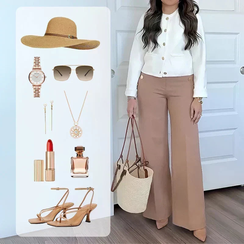 ✨ High-Waist Wide Leg Pants – Figure-Flattering, 3 Adjustable Lengths & Super Stretch 🏃‍♀️