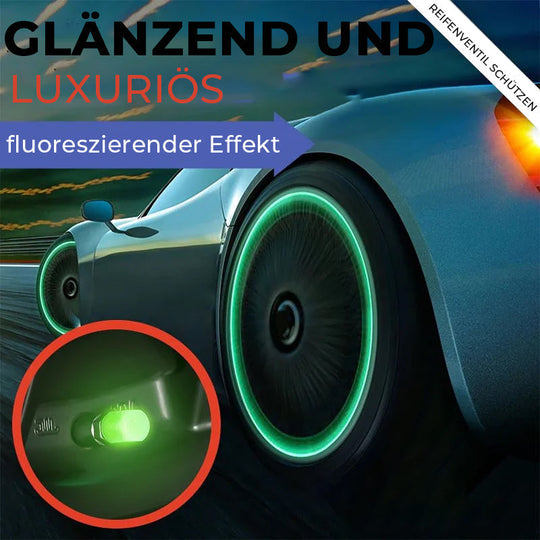 🔥 FÜR KURZE ZEIT 50% RABATT! 🚗 Reifenventilkappen (4er Pack) – Universell, Fluoreszierend &amp; Diebstahlgeschützt 🔒