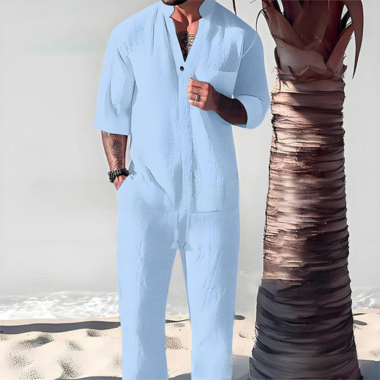 👕 Lässige Eleganz – Zweiteiliger Anzug aus Baumwolle für Herren – 50 % günstiger! 💧👖