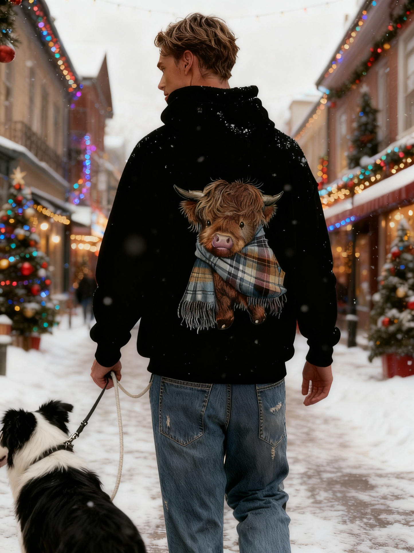 🎄🎅CHRISTMAS SALE 50% OFF!!🎁Cute Highland Cow Cozy Fleece-Lined Hooded Sweatshirt🦬