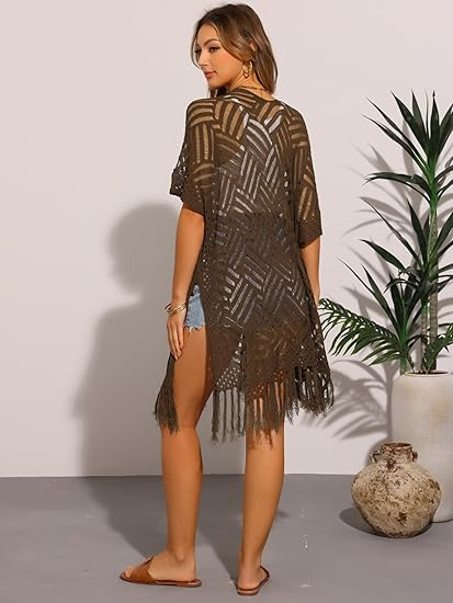 🥳2026 HOT SALE🥳💞50K+ SOLD!🌸☀️ 50% OFF – Just £19.99! Oversized Knit Cardigan – Lightweight crochet tassel kimono for spring &amp; summer. Breathable viscose‑nylon blend – no itch, no cling – layer over anything! 🧶✨