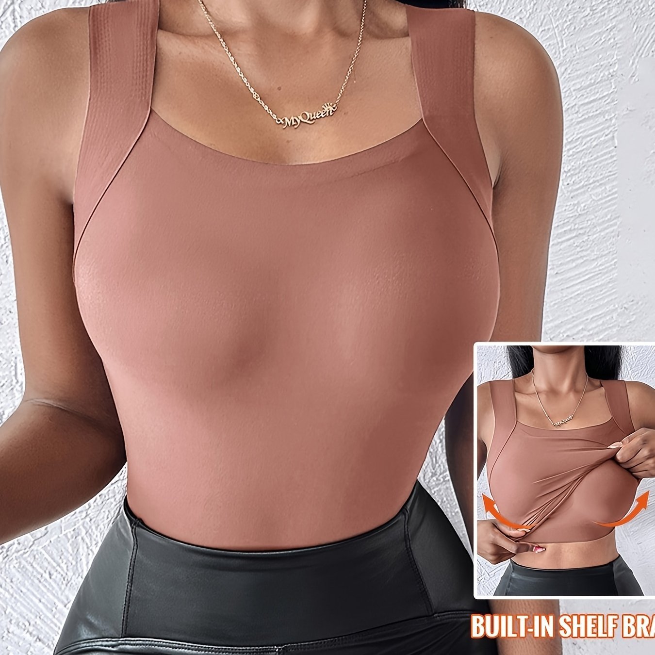 💐Thermische Tank-Tops für Damen mit U-Ausschnitt und integriertem BH