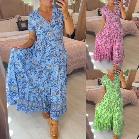 ⏳Begrenzte Zeit 50% Rabatt💥Kuscheliges Blumenkleid Mit V-Ausschnitt🌷