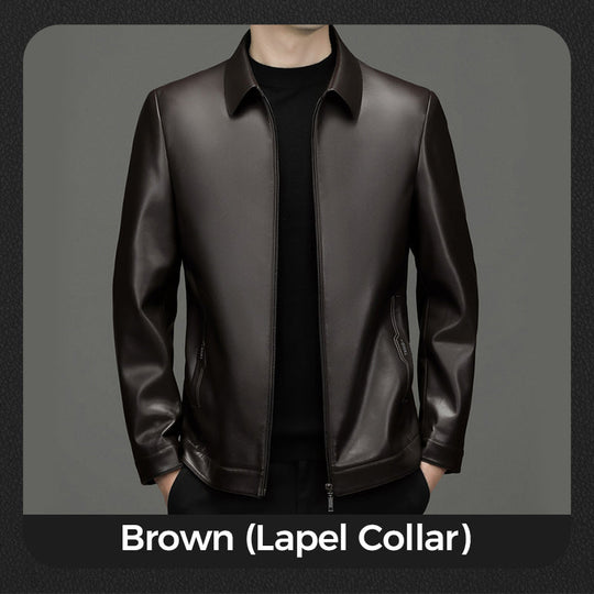 Klassische PU-Lederjacke für Herren mit Frontreißverschluss 🔥Business Casual Easy Match