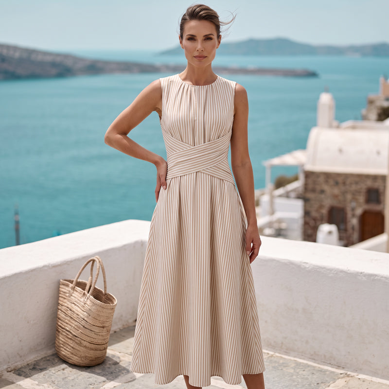 🎁New Arrivals 50% OFF💥Women Casual Striped Maxi Dress Sleeveless🎀👗