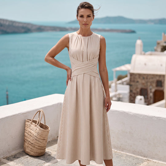 🎁New Arrivals 50% OFF💥Women Casual Striped Maxi Dress Sleeveless🎀👗