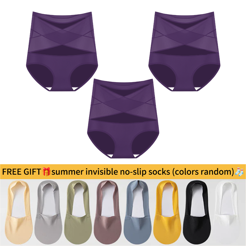 💖Last Day-Buy 1 Get 3 Packs💖Plus-Size High-Waist Cross Tummy Control Panties