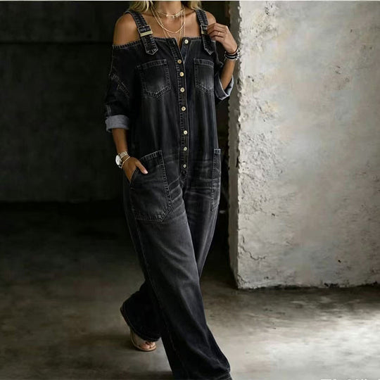⏳🔥LIMITED-TIME 50% OFF! 👗 Loose Fit Wide-Leg Overall Jumpsuit with Pockets – Effortless Comfort &amp; Style ✨